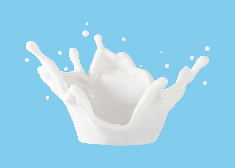 3D milk splash, collage element psd