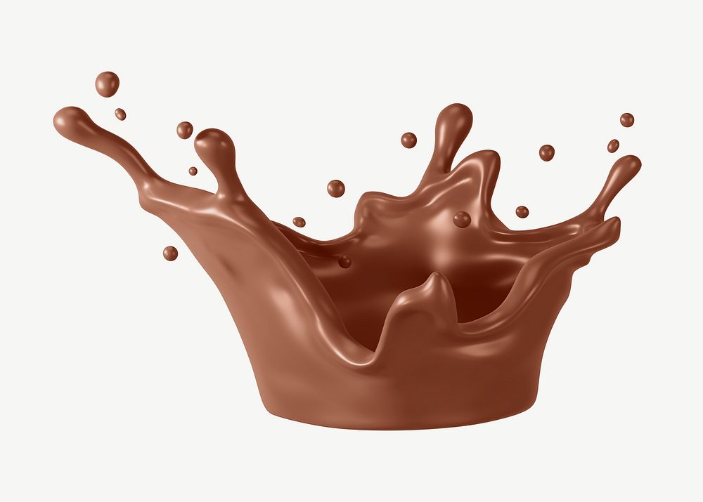3D chocolate milk splash, collage element psd