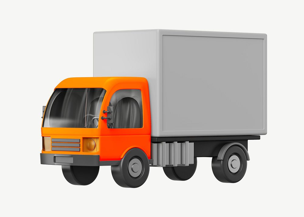 3D logistic truck, collage element psd