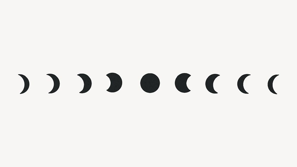 Moon cycle black silhouette desktop wallpaper