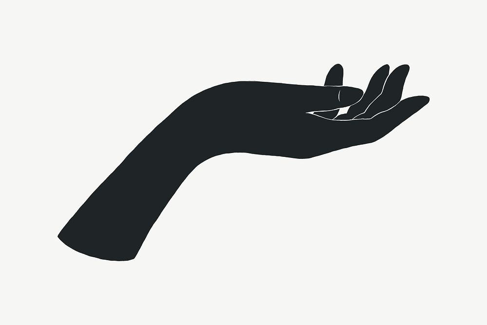 Praying hand black silhouette collage element psd