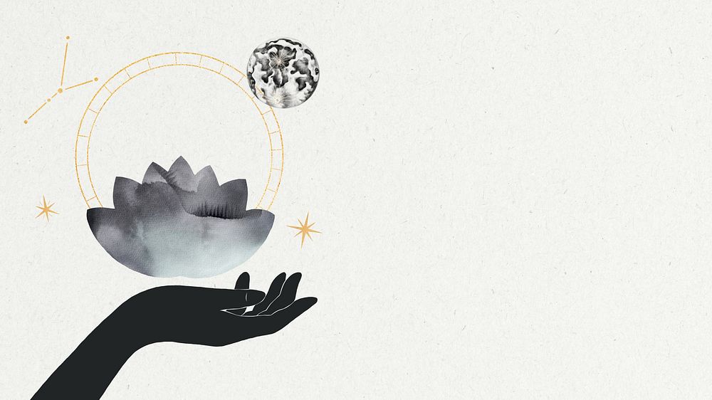 Lotus flower illustration, spiritual desktop wallpaper