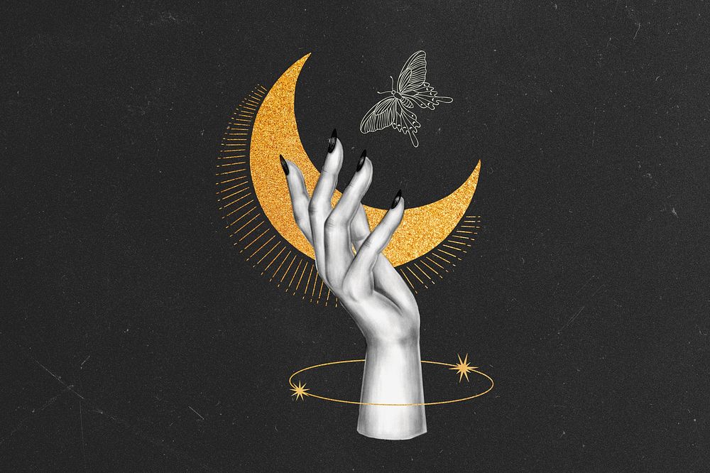 Crescent moon, spiritual illustration background