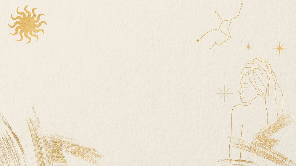 Gold woman line art desktop wallpaper
