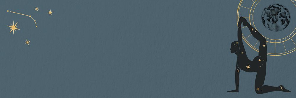 Yoga pose, aesthetic blue background