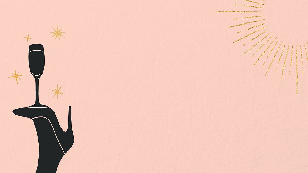 Champagne silhouette, pink desktop wallpaper