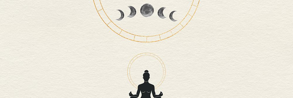 Meditation silhouette, spiritual beige background