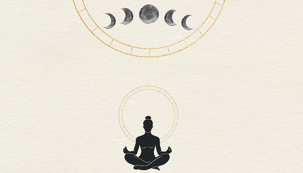 Meditation silhouette, spiritual illustration background