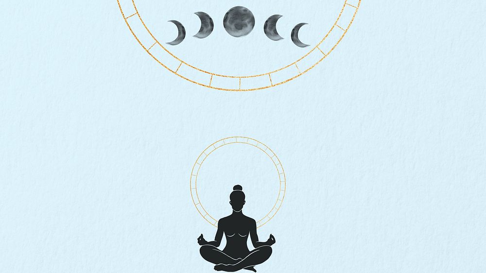 Meditation elements, blue desktop wallpaper