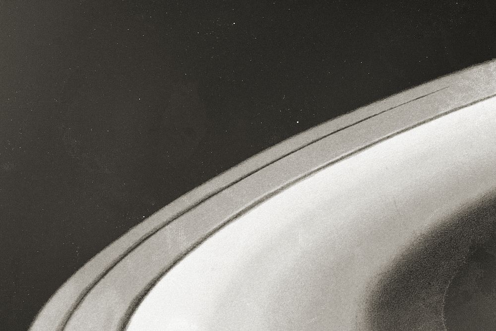Aesthetic Saturn ring background, greyscale galaxy 