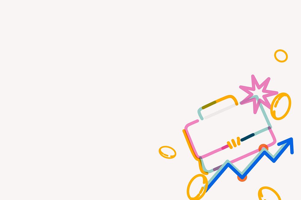 Cute briefcase doodle border, white background