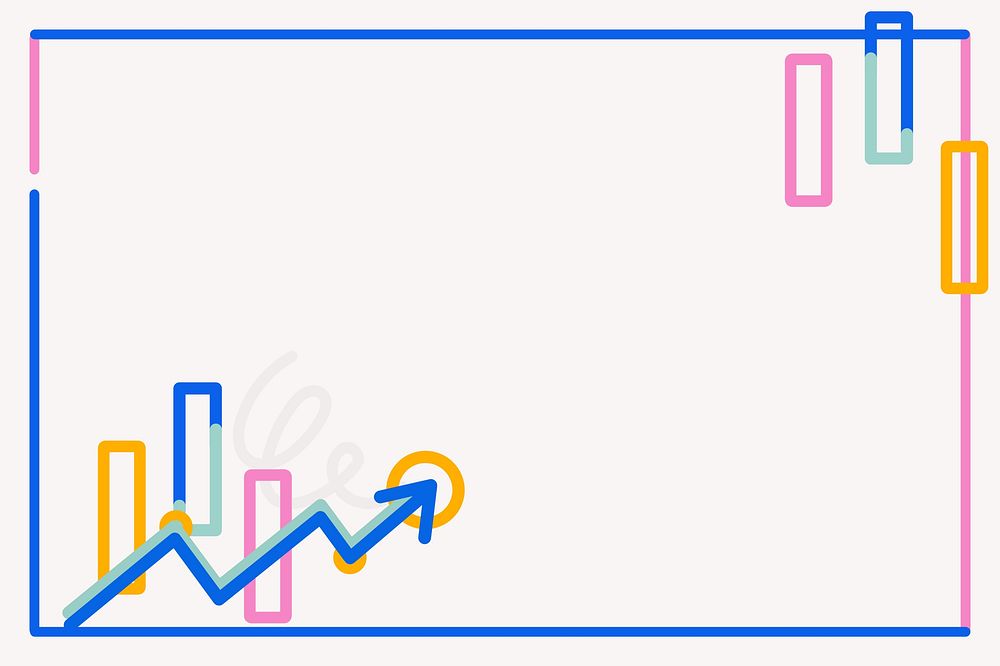 Business graph doodle frame, white background