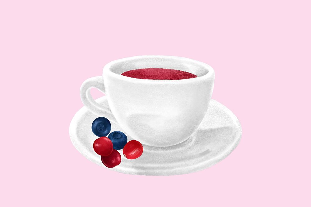 Berry tea aesthetic illustration background