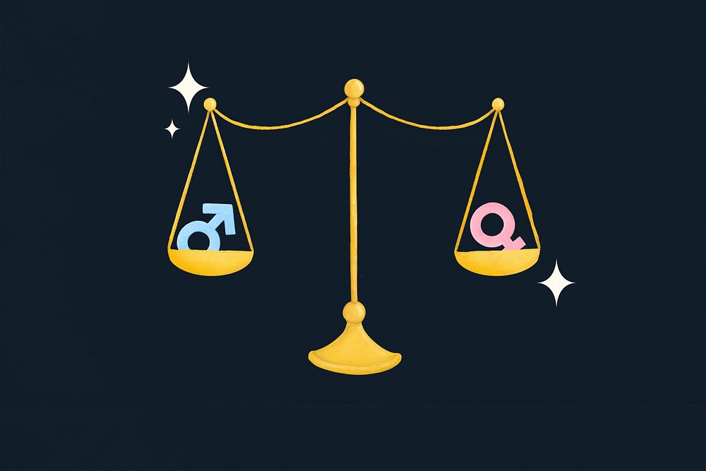 Gender justice rights illustration black background