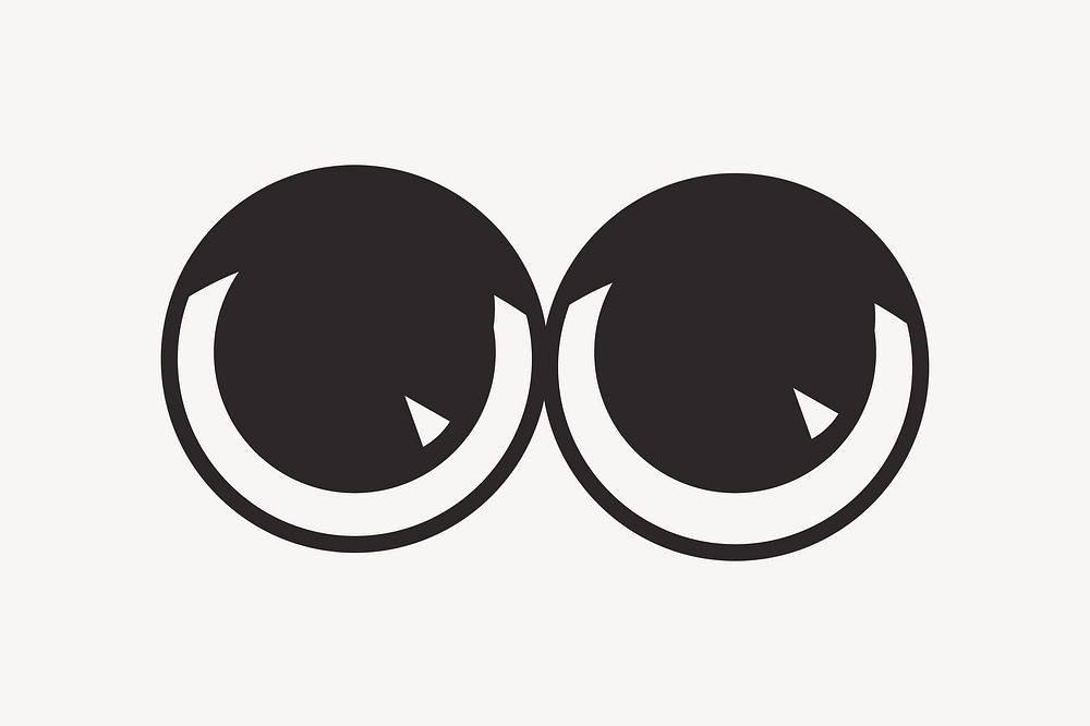 Cartoon eyes retro line illustration, collage element vector