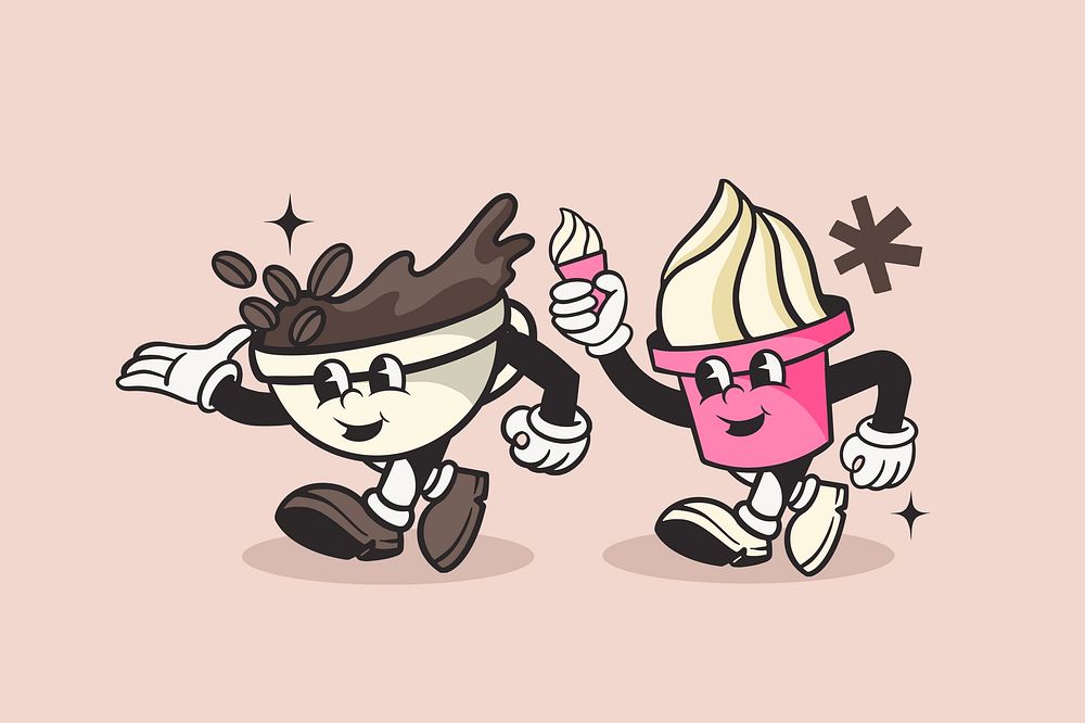 Drink dessert retro illustration, pink design