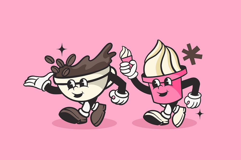 Drink dessert retro illustration, pink design