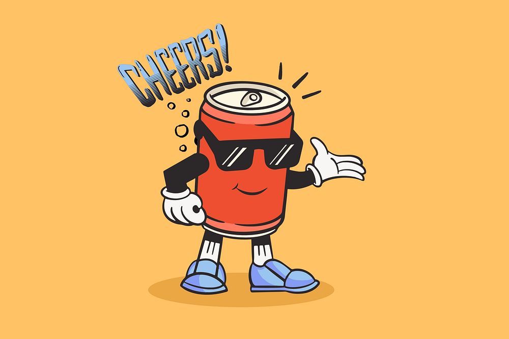 Soda can retro illustration, yellow | Free Photo Illustration - rawpixel