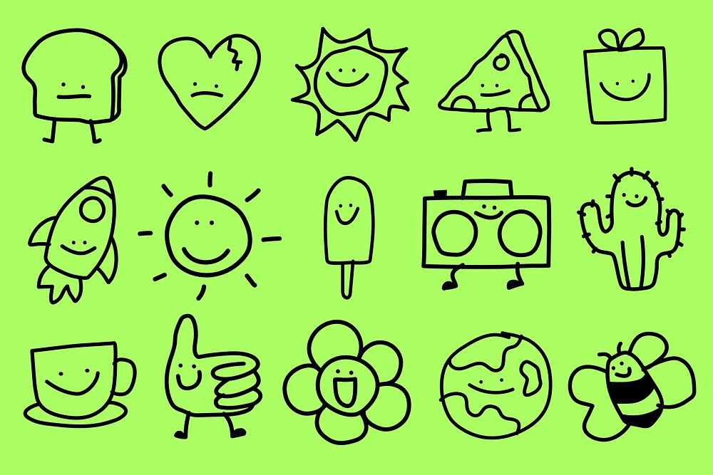 Cute kids doodle graphic element vector