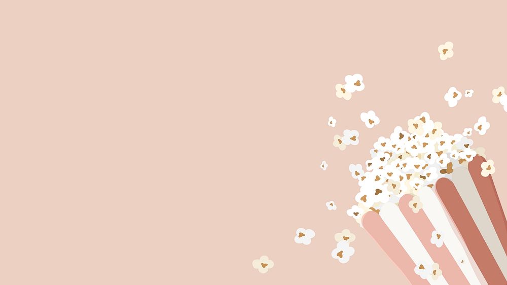 Movie popcorn border desktop wallpaper, pink design