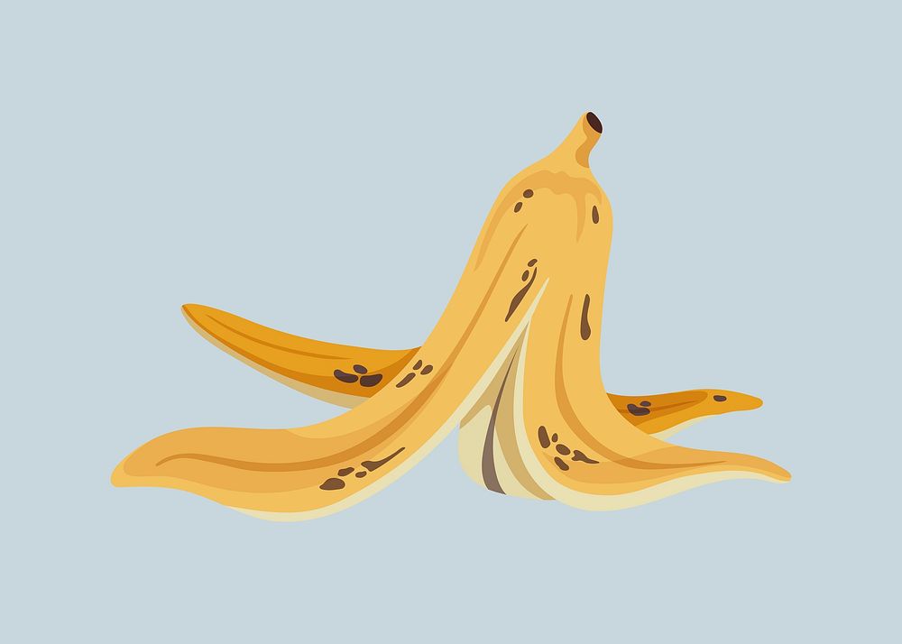 Eaten banana collage element psd