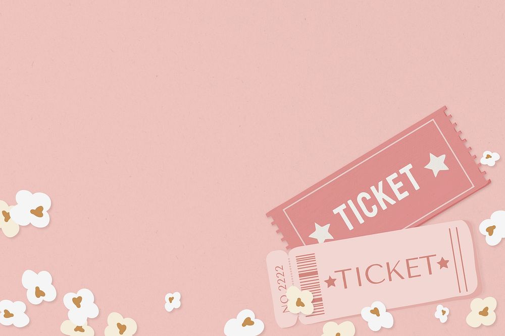 Movie tickets border background, pink design
