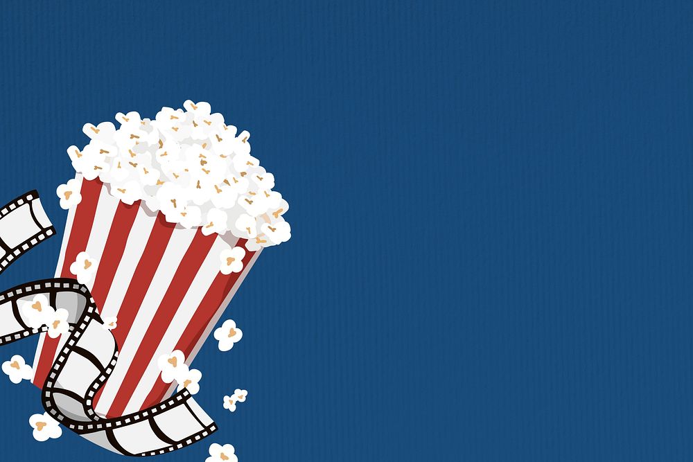 Movie popcorn border background, blue design