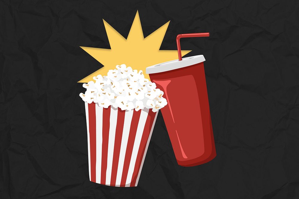Popcorn movie snack, food illustration
