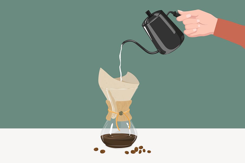 Coffee making process, morning drink illustration