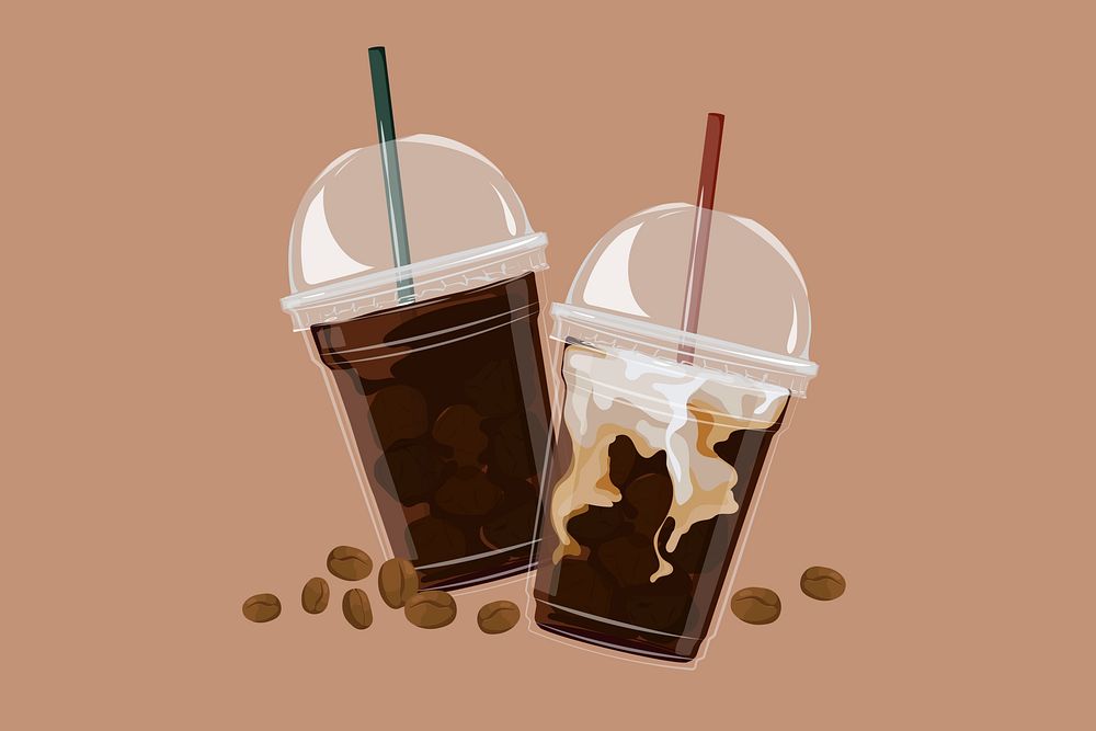 Iced coffee, morning drink illustration