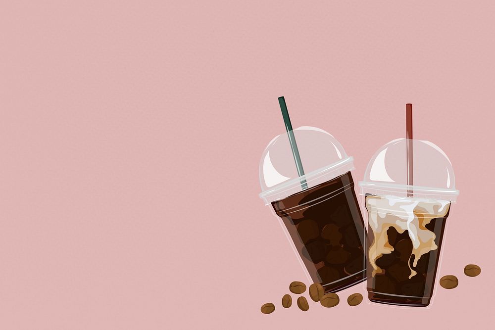 Iced black coffee background, beverage illustration