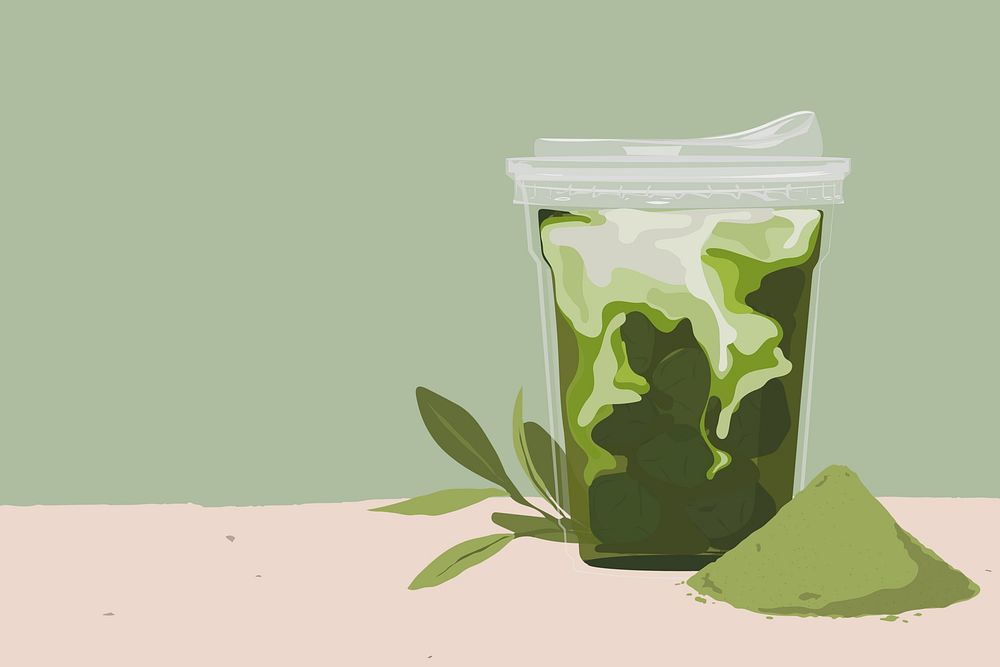 Matcha green tea background, beverage illustration