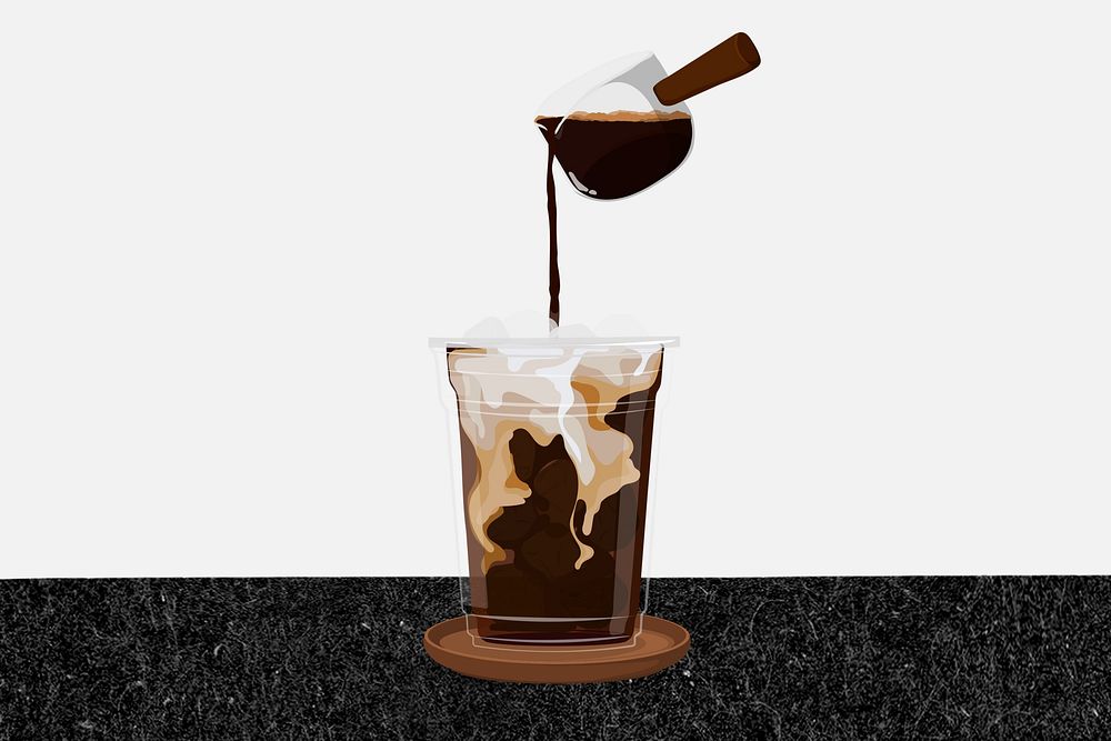 Pouring coffee, morning drink illustration