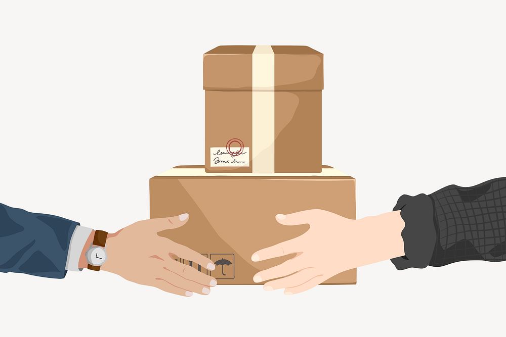Parcel delivery, cute hand illustration