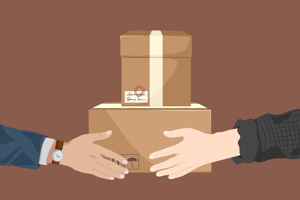 Parcel delivery, cute hand illustration