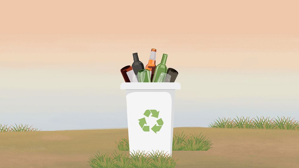 Bottles recycle bin desktop wallpaper, environment illustration