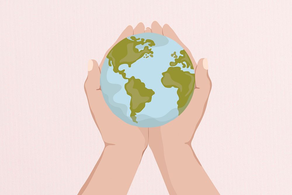 Save the earth, environmentalist hand illustration