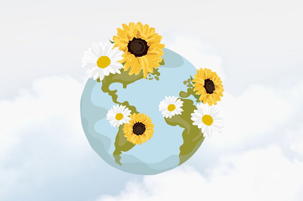 Aesthetic floral globe illustration