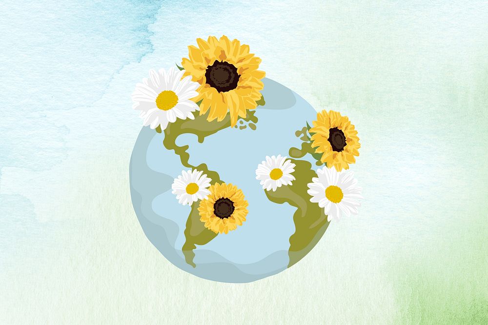 Aesthetic floral globe illustration