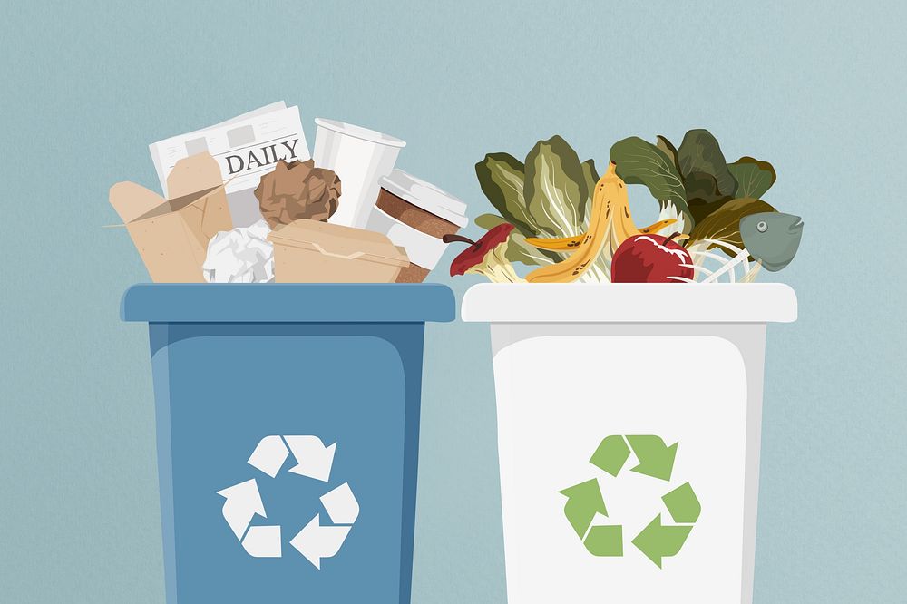 Recycling bins, environment illustration