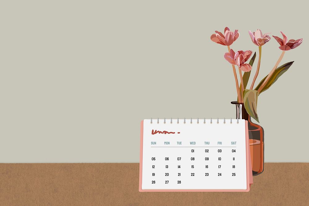 Desk calendar background, beige design