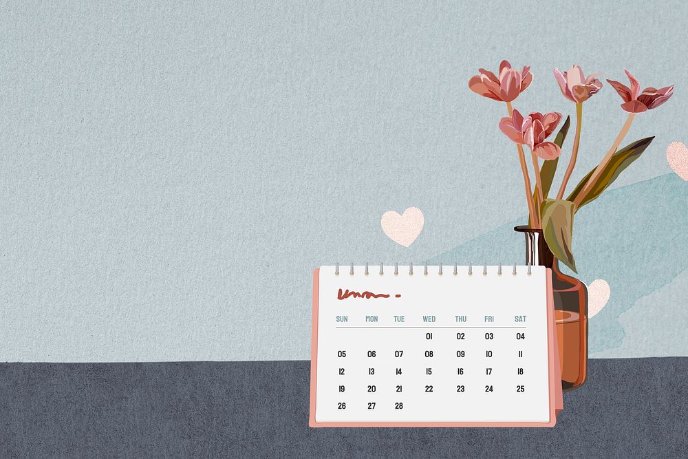 Cute desk calendar background, blue design