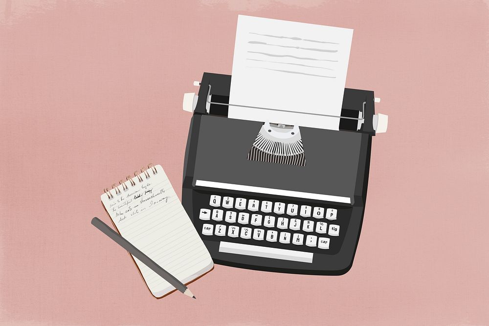 Retro typewriter, aesthetic vector illustration