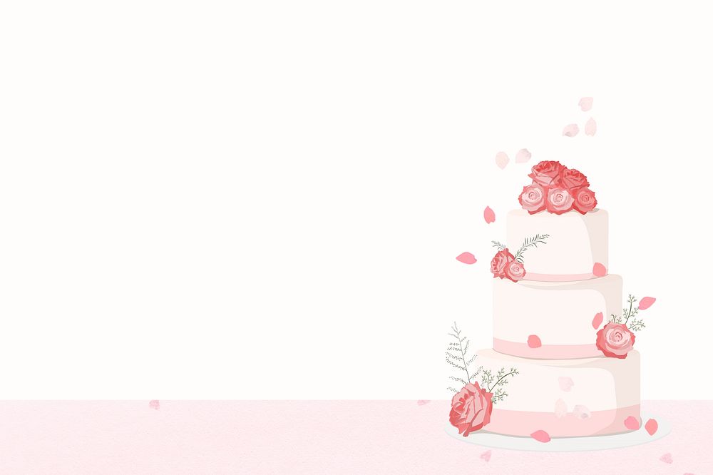 Pink floral wedding cake background, aesthetic design