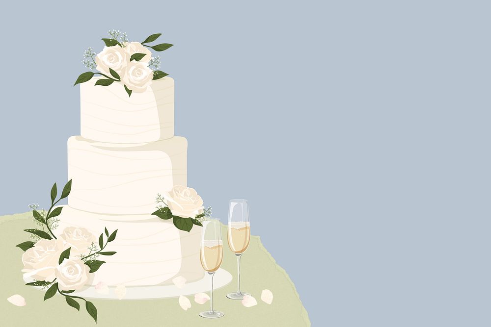 Floral wedding cake border background, blue design