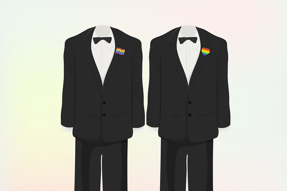 LGBTQ wedding suit, formal attire illustration