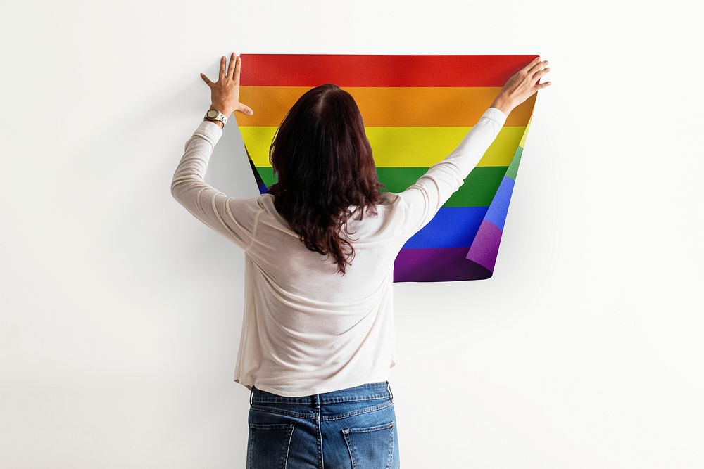 Pride flag mockup, realistic design psd