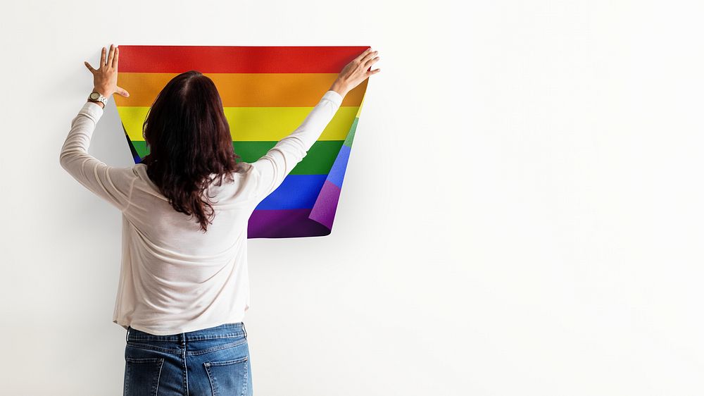 Pride flag HD wallpaper, woman decorating wall