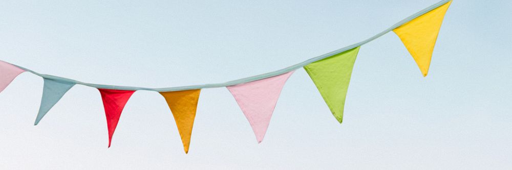 Colorful bunting background, blue sky image