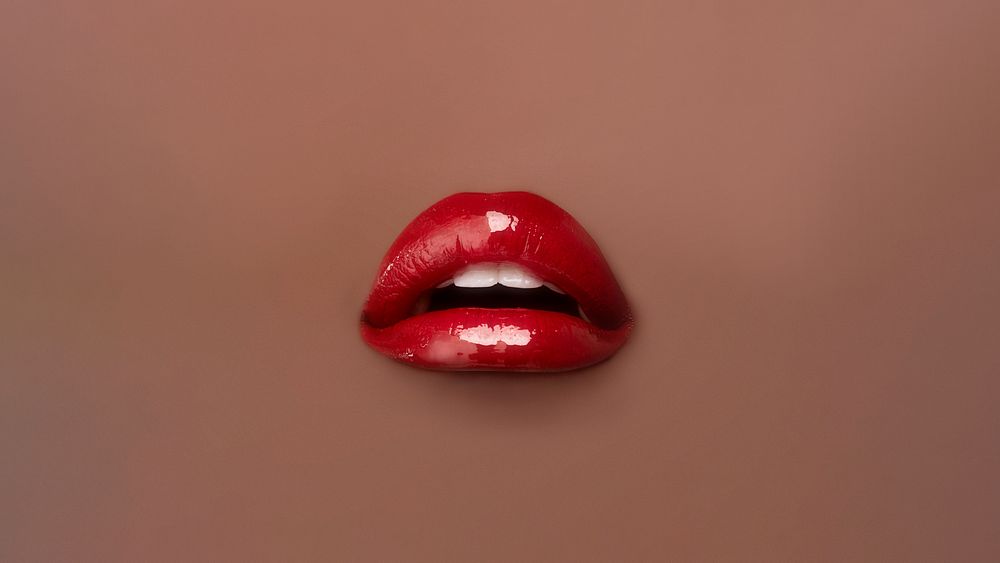 Woman's red lips HD wallpaper